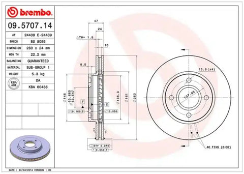 BREMBO 09570714C02 DISC BRAKE ROTOR
