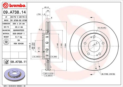 BREMBO 09A73811C02 DISC BRAKE ROTOR