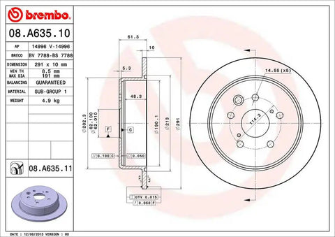 BREMBO 08A63511C02 DISC BRAKE ROTOR