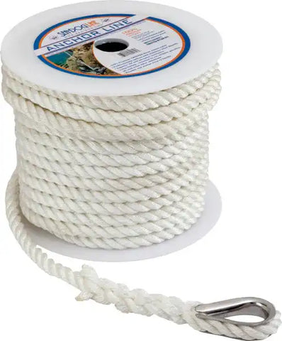 SEA DOG 301110150WH-1 TWISTED NYLON ANCHOR LINE 3/8'