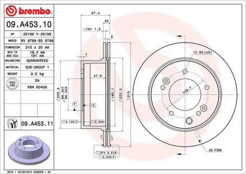 BREMBO 09A45311C02 DISC BRAKE ROTOR