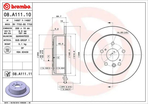 BREMBO 08A11111C02 DISC BRAKE ROTOR