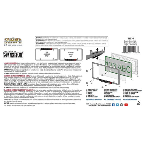 CRUISER 11036 DGE RAM RED LICENSEPLTFRM