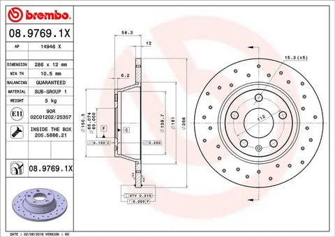 BREMBO 0897691XC02 DISC BRAKE ROTOR