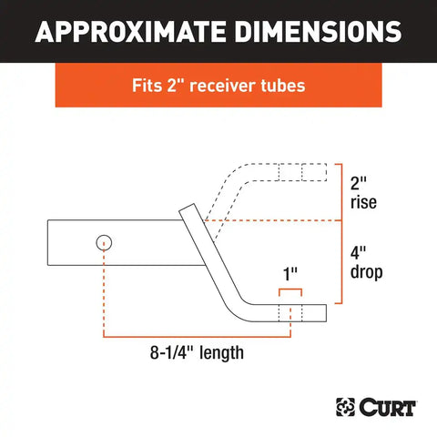 CURT 45050 Class 3 Ball Mount (2 Shank, 7,500 lbs., 4 Drop, 8-1/4 Long)