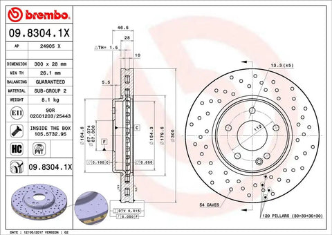 BREMBO 0983041XC02 DISC BRAKE ROTOR