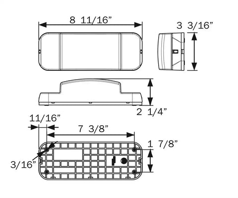 TAIL LIGHT RV PASS;ONE LED;BLACK;