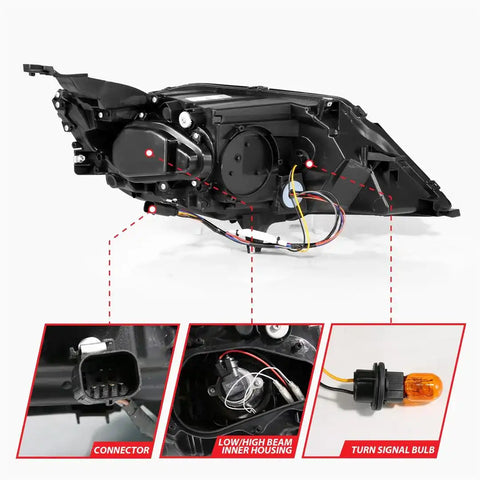 ANZO USA 121575 Headlight Assembly Halogen Bulb Projector Beam With LED Daytime Run
