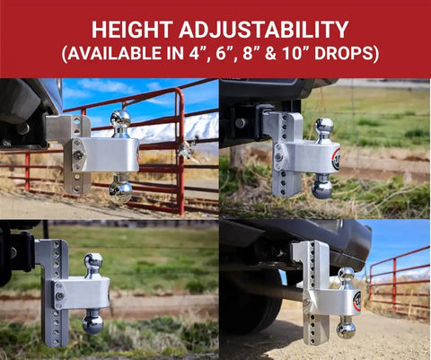 Weigh Safe CTB4-2.5 - Adjustable Trailer Hitch w/ Chrome Tow Balls 4 Drop for 2.5 Receiver