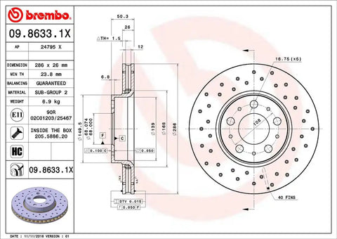 BREMBO 0986331XC02 DISC BRAKE ROTOR