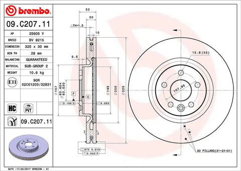 BREMBO 09C20711C02 DISC BRAKE ROTOR