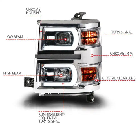 ANZO USA 111618 Headlight Assembly Projector Beam With Plank Style Sequential Turn S