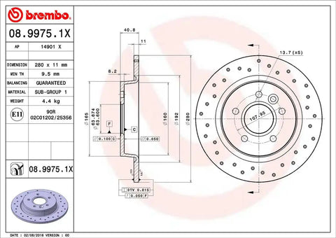 BREMBO 0899751XC02 DISC BRAKE ROTOR