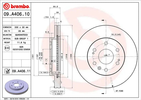 BREMBO 09A40611C02 DISC BRAKE ROTOR