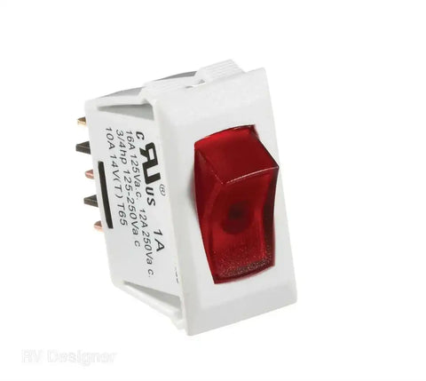 10A WHITE W/RED ROCKER SW