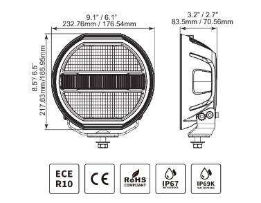 Go Rhino 751080711CRS - Blackout Series Lights 7 Maxline Hi/Low Beam W/Multi Daytime Running Light