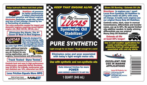 LUCAS OIL 10130 SYN HD OIL STABLZR QUART