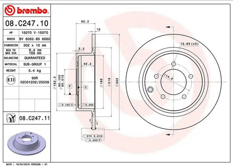 BREMBO 08C24711C02 DISC BRAKE ROTOR