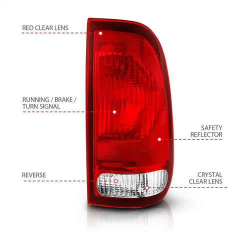 ANZO 311307 TAIL LIGHT ASSEMBLY; RED/CLEAR LENS