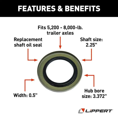 LIPPERT COMP 276712 UNITIZED OIL SEAL - 2.226 ID X 3.39