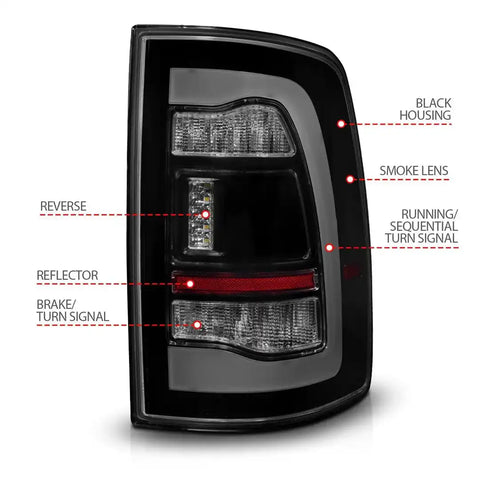 ANZO USA 311470 Tail Light Assembly LED Smoke Lens Black Housing Red Brake Light/