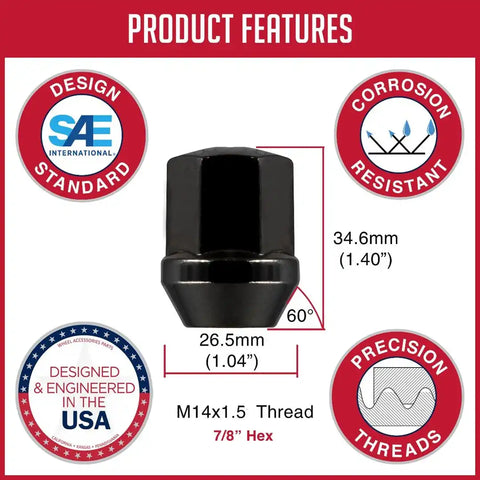 OE LUG-FCTRY LG BLK-M14 1.5 BLK(BOX