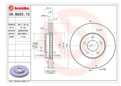 BREMBO 09B62310C02 DISC BRAKE ROTOR