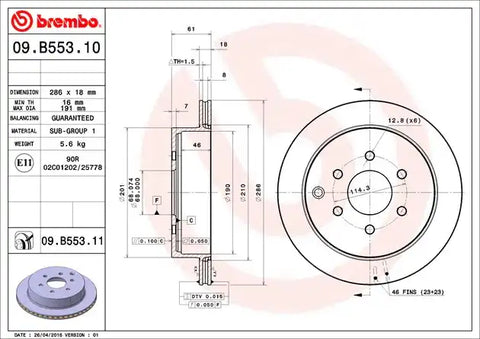 BREMBO 09B55311C02 DISC BRAKE ROTOR