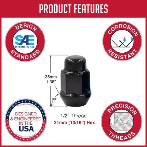 LUG-BLG 13/16-1/2 BLK