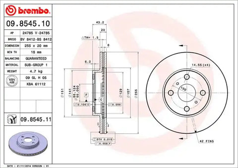 BREMBO 09854511C02 DISC BRAKE ROTOR
