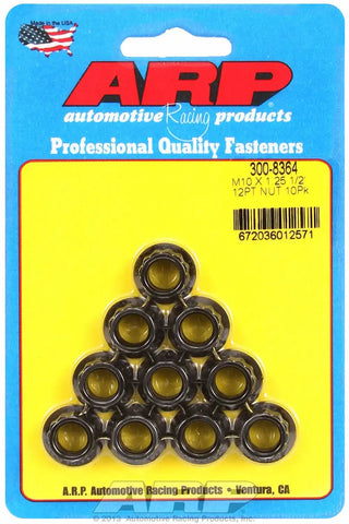 ARP 300-8364 M10 X 1.25  12PT NUT KIT