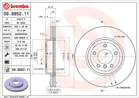 BREMBO 09895211C02 DISC BRAKE ROTOR