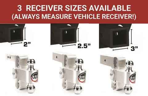 Weigh Safe CTB4-2.5 - Adjustable Trailer Hitch w/ Chrome Tow Balls 4 Drop for 2.5 Receiver