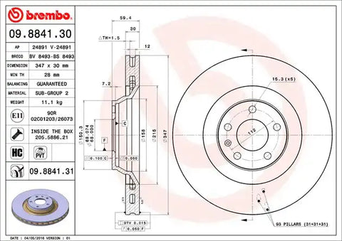 BREMBO 09884131C02 DISC BRAKE ROTOR