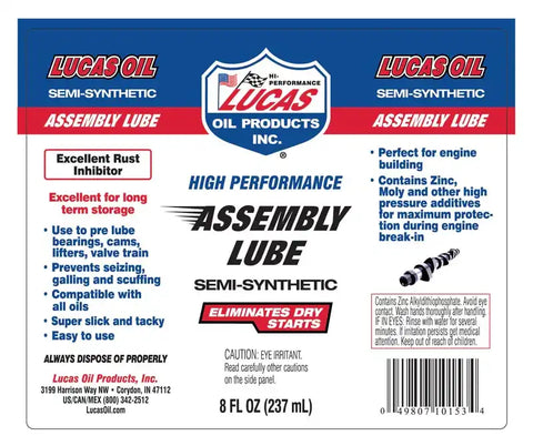 LUCAS OIL 10153 ASSEMBLY LUBE/12X1/8 OUNC