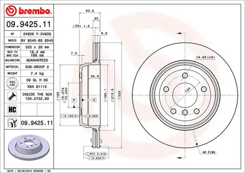 BREMBO 09942511C02 DISC BRAKE ROTOR
