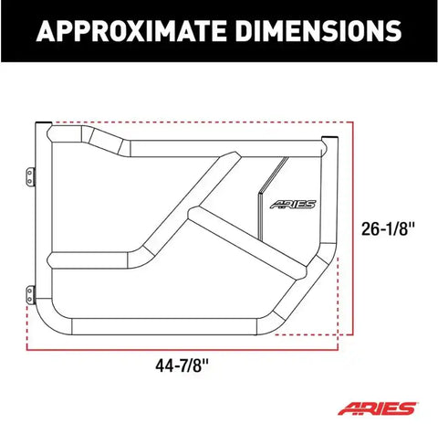 Aries 1500255 Door Tubular Lower Half Powder Coat Black Carbon Steel Set Of 2
