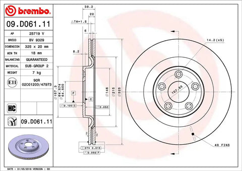 BREMBO 09D06111C02 DISC BRAKE ROTOR