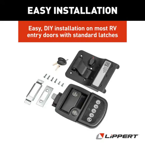 Lippert Components 2022119636 RV Bluetooth Door Lock V1 - Right Entry Door Lock Paddle Type With Dead Bolt
