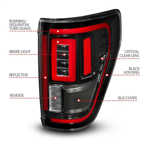 ANZO USA 311475 Tail Light Assembly LED Clear Lens Black Housing Red Brake Light/
