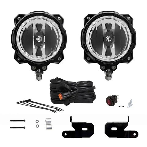 KC HILITE 97111 KIT; JEEP JL A-PILLAR + PRO6 SPOT S
