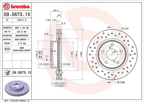 BREMBO 0956731XC02 DISC BRAKE ROTOR
