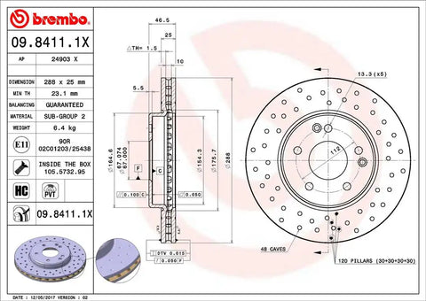 BREMBO 0984111XC02 DISC BRAKE ROTOR