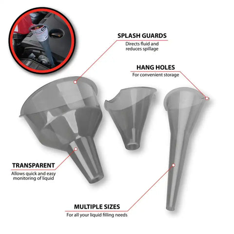 3 PC. CLEAR VIEW EASY-FILL FUNNEL