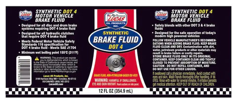 LUCAS OIL 10827 DOT 4 BRAKE FLUID 12OZ