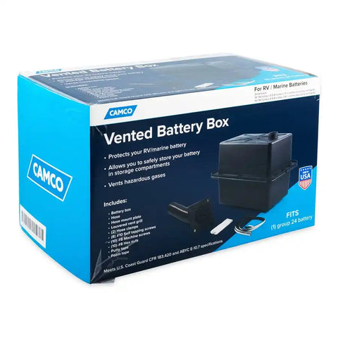 Camco 55371 Battery Box Fits Group 24 Batteries 14-7/8 Inch Height x 9-5/8 Inch Wid