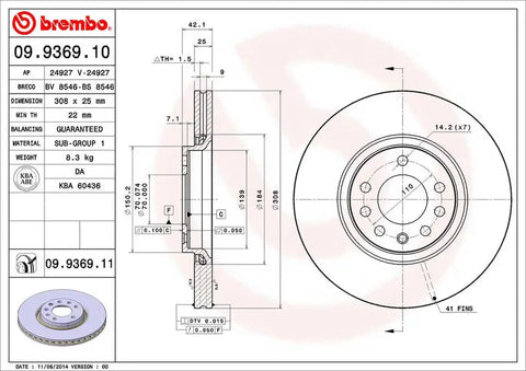BREMBO 09936911C02 DISC BRAKE ROTOR