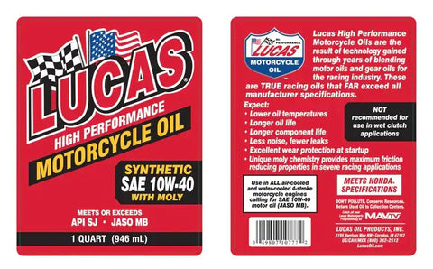 LUCAS OIL 10777 SYNTHETIC SAE 10W-40 MOLY