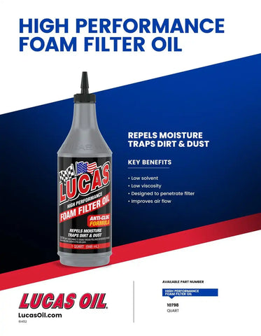 LUCAS OIL 10798 FOAM FILTR OIL/12X1/QUART