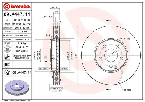 BREMBO 09A44711C02 DISC BRAKE ROTOR